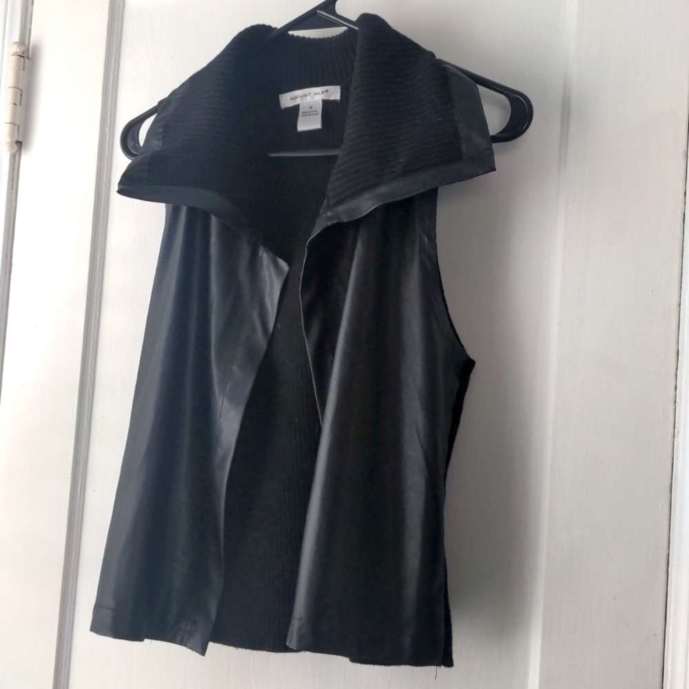 August Silk Faux Leather Sweater Vest